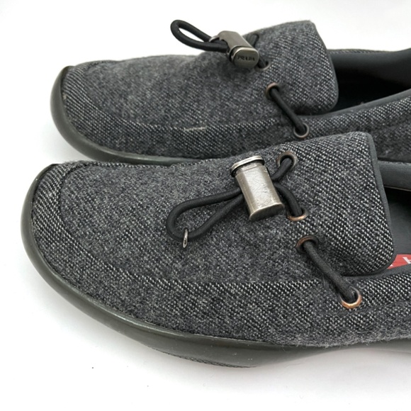 Prada Gray Wool Flat Loafers - Picture 9 of 16